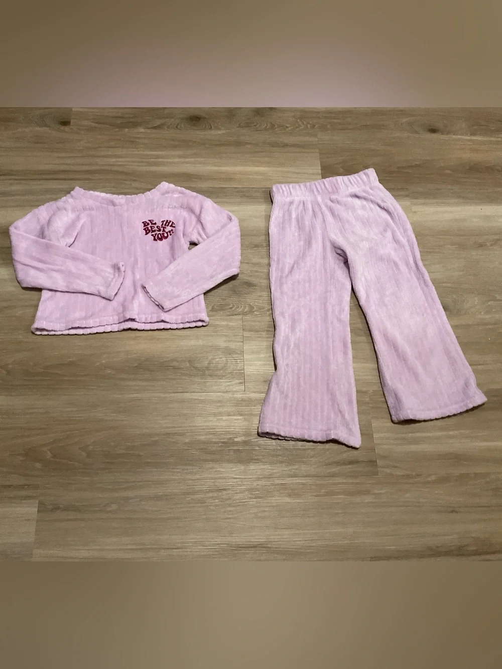 Cuddl Duds Girls Pink Plush Two-Piece Pajama Set